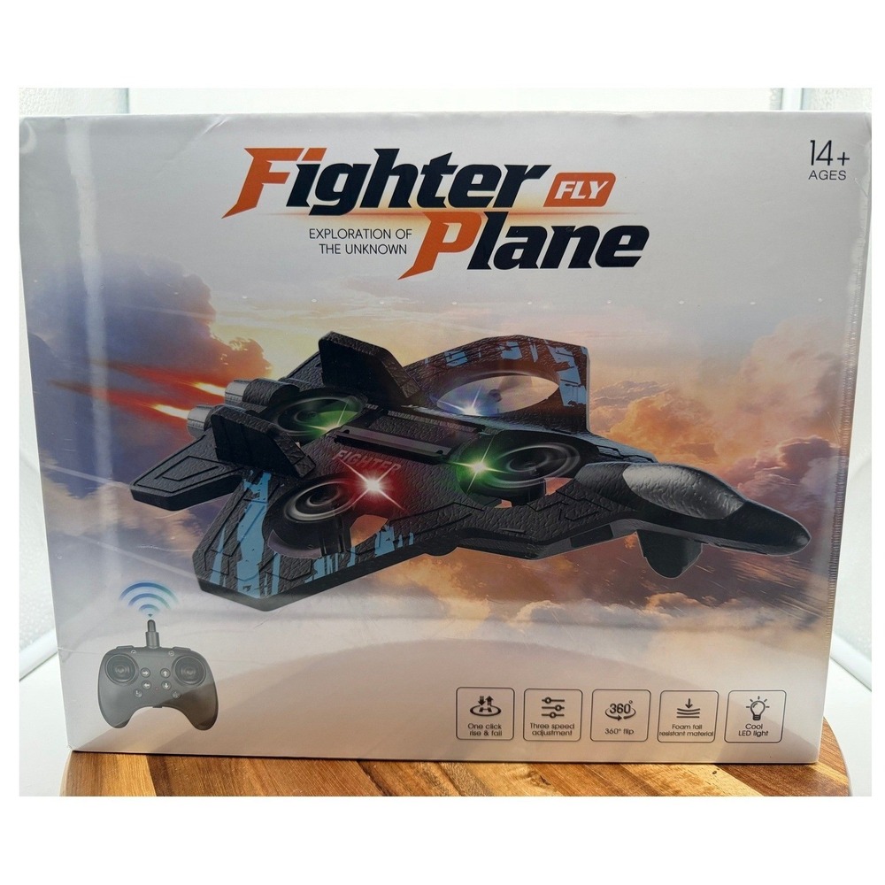 Fighter Fly Plane AE3 Remote Control Jet Drone LED Lights 360 Flip Black 0623